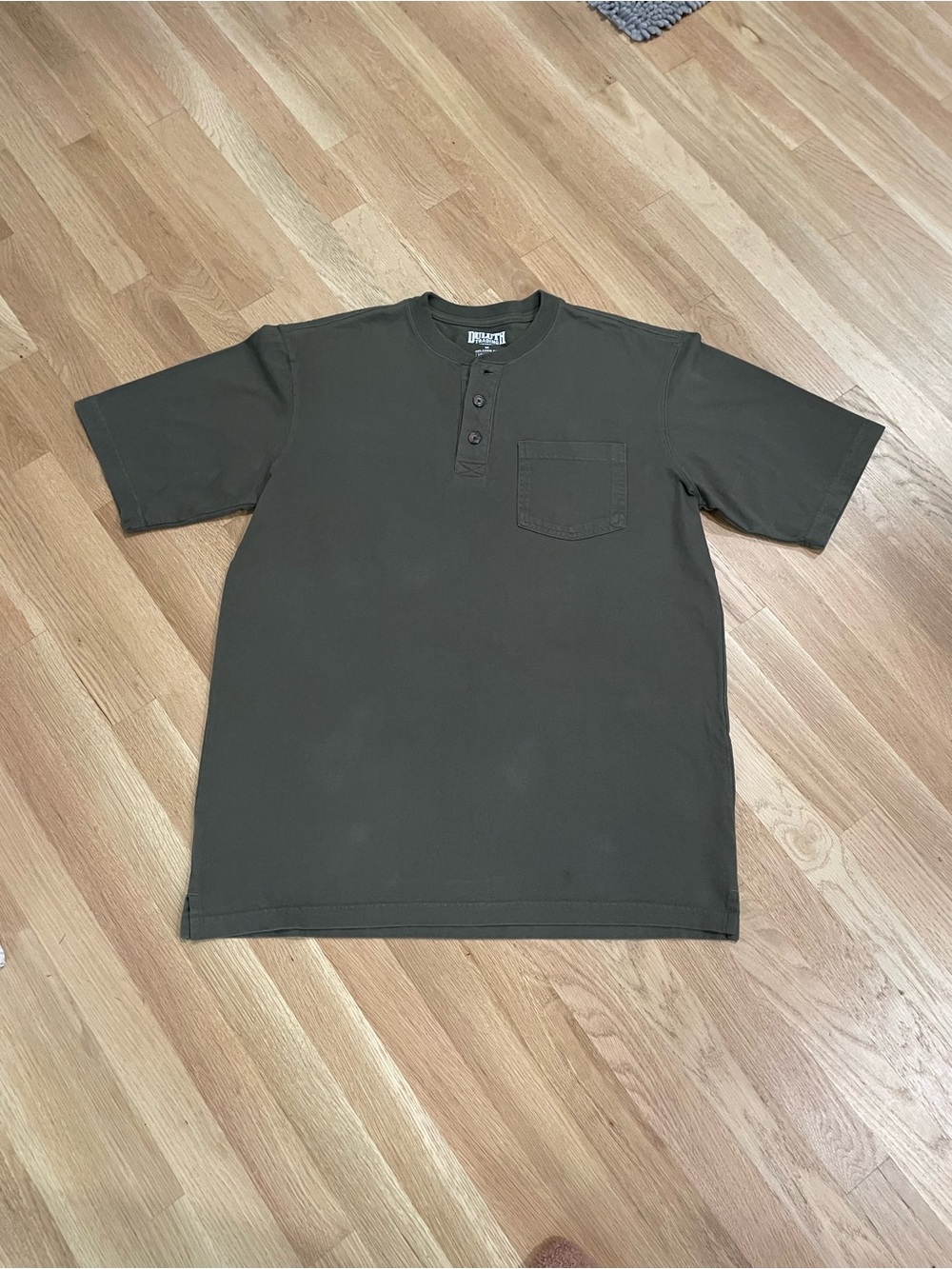 Duluth Trading Co Olive Short-Sleeve Henley Pocket Tee